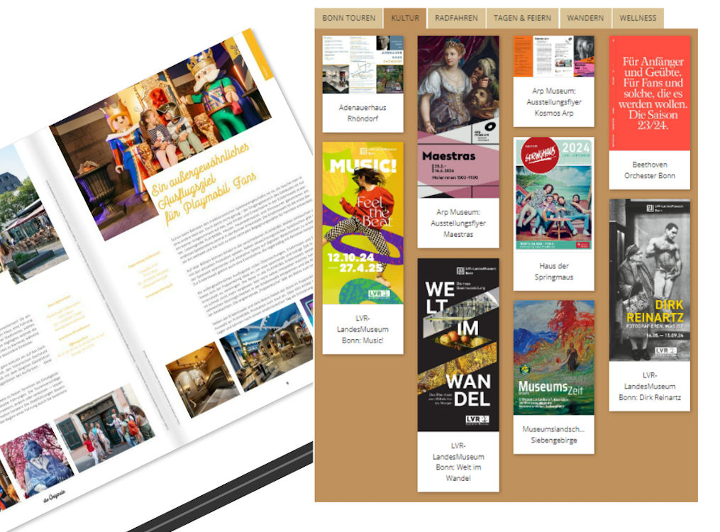 Ansicht des Webkiosk mit ePaper aus den Bereichen Tourismus und Kultur